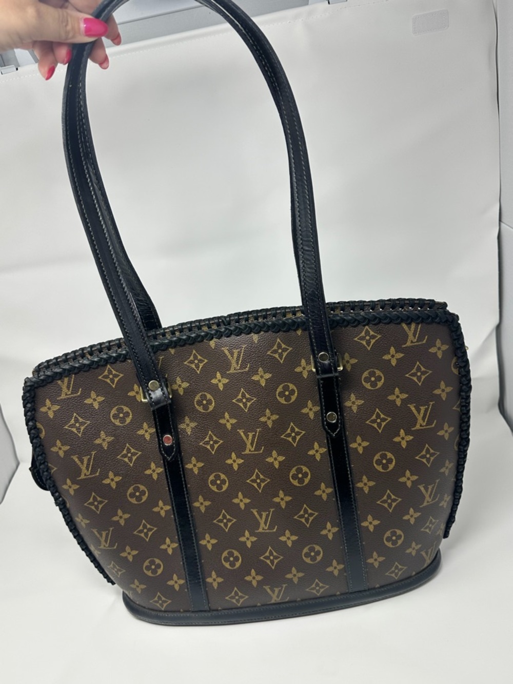 Louis Vuitton Monogram Canvas Brown and Black Tote with Braided Edge - Picture 7 of 8
